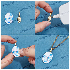 6Pcs 304 Stainless Steel Glue-on Flat Pad Pendant Bails&nbsp;STAS-BBC0010-76
