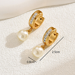 Fashionable 201 Stainless Steel Clear Cubic Zirconia Round Hoop Earrings&nbsp;SO8634