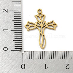 ステンレスペンダント201個  レーザー切断  ゴールドカラー  クロス  20x15x1mm  穴：1.2mm  5個/袋&nbsp;STAS-H188-03D-G