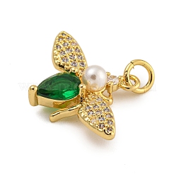 Rack Plating Brass Micro Pave Cubic Zirconia Pendants&nbsp;KK-C074-52G