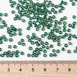 MIYUKIラウンドロカイユビーズ  日本製シードビーズ  （rr354)シャルトリューズ裏地付きグリーンab  8/0  3mm  穴：1mm  約422~455PCS /ボトル  10 G /ボトル&nbsp;SEED-JP0009-RR0354