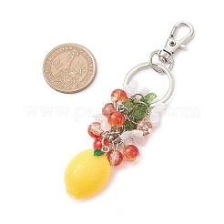 5Pcs Opaque Resin & Spray Painted Crackle Glass Keychains&nbsp;KEYC-JKC01343