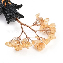 Halloween Theme Natural Yellow Quartz Chips Tree of Life Decorations&nbsp;DJEW-B013-02E