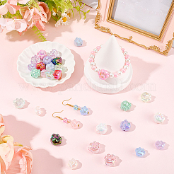 30 個 15 スタイル UV メッキレインボー虹色アクリルビーズ  猫の足跡  ミックスカラー  13~16.5x15.5~18.5x10.5~13mm  穴：3mm  2個/スタイル&nbsp;OACR-BM0001-15