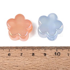 蓄光UVメッキ不透明アクリルヨーロピアンビーズ  大穴ビーズ  模造ゼリー  花  暗闇で光る  ミックスカラー  21.5x21.5x13.5mm  穴：6mm&nbsp;OACR-Q197-16