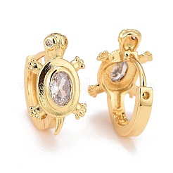Real 18K Gold Plated Brass Cubic Zirconia Huggie Hoop Earrings&nbsp;EJEW-C012-06B