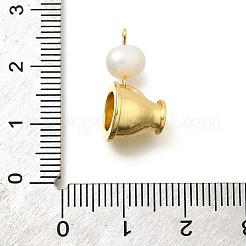 真鍮と天然真珠のカップペンダント  ラックめっき  長持ちメッキ  カドミウムフリー＆鉛フリー  18KGP本金メッキ  カップ  20mm  穴：1.8mm&nbsp;KK-Z093-34G