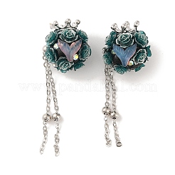 Handmade Flower Polymer Clay Rhinestone Tassel Dangle Beads&nbsp;CLAY-H003-02M