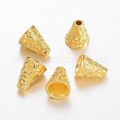 花弁のない真鍮ビーズコーン  ゴールドカラー  11x9.5mm  穴：2~7mm&nbsp;KK-F371-05G