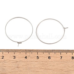 304ステンレススチールフープピアス金具  ワイングラスチャームのパーツ  ステンレス鋼色  25x0.6mm  22ゲージ&nbsp;STAS-I120-60B-P