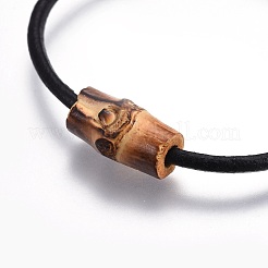 牛革レザーコードブレスレット  304ステンレススチール製金具付き  天然菩提ビーズ  ブラック  7-1/2インチ（19cm）  3mm&nbsp;BJEW-JB04123
