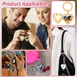 4Pcs 316 Stainless Steel Heart Locket Pendant Keychains&nbsp;KEYC-PH01620