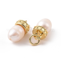 Rack Plating Shell Pearls Charms&nbsp;ZIRC-C042-16G