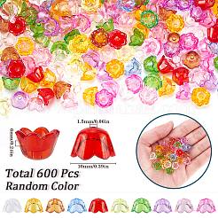 600個透明アクリルビーズ  チューリップの花  ジュエリー作りのためのビーズキャップ  スズラン  ミックスカラー  10x6mm  穴：1.5mm&nbsp;TACR-SP0001-09