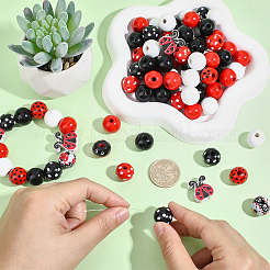 130Pcs Printed Wood Beads&nbsp;WOOD-PA0001-40