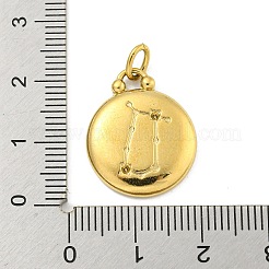 304ステンレススチールペンダントラインストーンセッティング  星座とラウンド  双子座  20.5x17x3.5mm  穴：3.5x2mm  0.9mmのラインストーンに適する&nbsp;STAS-O009-01F-G