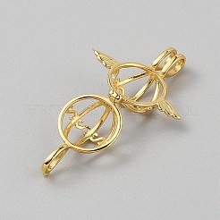 925 Sterling Silver Hollow Bead Cage Pendants&nbsp;STER-WH0008-90G