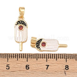 真鍮製マイクロパヴェキュービックジルコニアペンダント  エナメル  18KGP本金メッキ  アイスクリーム  19x8x2mm  穴：4x2.5mm&nbsp;KK-C248-10A-G
