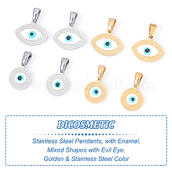 8Pcs 4 Style 304 Stainless Steel Pendants&nbsp;STAS-DC0010-02