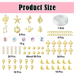 DIY 丸型ガラスシードビーズと合金チャームブレスレット作成キット  ミックスカラー  2~2.5x1.5~2mm  穴：0.8~1mm&nbsp;DIY-FS0007-19