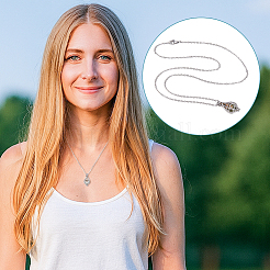 ステンレススチールとガラスのティアドロップ型骨壷の遺灰ペンダントネックレス1個  ステンレス鋼色  21.77インチ（55.3cm）&nbsp;NJEW-NB0001-35