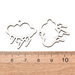 ステンレスペンダント201個  雲と稲妻のチャーム  レーザー切断  切り取る  ステンレス鋼色  24x25x1mm  穴：1.5mm&nbsp;SA-CBA49C1-05P