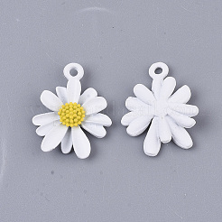 スプレープリント合金ペンダント  花/デイジー  ミックスカラー  20.5x16.5x4mm  穴：1.8mm&nbsp;X-PALLOY-N0147-04