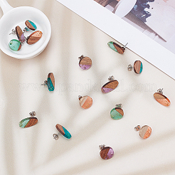 Transparent Resin & Walnut Wood Stud Earring Findings&nbsp;MAK-SC0001-08P