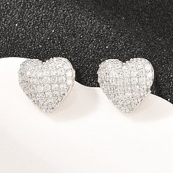真鍮マイクロペーブクリアキュービックジルコニアスタッドピアス  パヴェクラスターイヤリング  鉛フリー＆カドミウムフリー  長持ちメッキ  ラックめっき  プラチナ  10.5x12mm&nbsp;EJEW-G471-31P-02