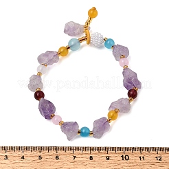 Raw Rough Natural Amethyst Nuggets Charm Beaded Stretch Bracelets for Women&nbsp;GG-CBA2C9C-04