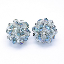 ガラス玉  多面カット  ラウンド  ミックスカラー  27~30mm  穴：4~5mm&nbsp;GLAA-G057-01
