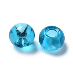 ガラスヨーロピアンビーズ  大穴ビーズ  ロンデル  ディープスカイブルー  15x10mm  穴：5mm&nbsp;X-GDA006-003