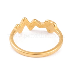 304ステンレススチール、ラインストーン付きハートビート指輪、女性用  ゴールドカラー  6.5mm  usサイズ6~9（16.5~18.9mm）&nbsp;RJEW-C086-16-G