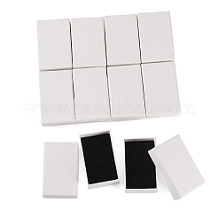 ライチテクスチャ紙のジュエリーリング、イヤリング収納ボックス  長方形  ホワイト  8.2x5.15x3.25cm&nbsp;LS-CON-TAC0001-22B