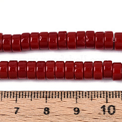 オペークソリッドカラーガラスビーズ連売り  フラットラウンド  ファイヤーブリック  6~6.5x3~3.5mm  穴：0.8mm  約114~116個/連  14.76~14.96インチ（37.5~38cm）&nbsp;GLAA-N026-3x6mm-06