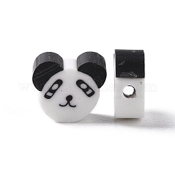 手作り樹脂粘土ビーズ  パンダ  ホワイト  8~11x9.5~12x5mm  穴：2mm&nbsp;CLAY-G109-02B