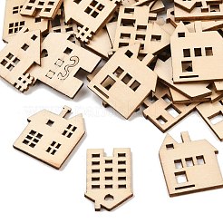 未完成の木製の切り抜き  ハウス  DIYクラフト用品  バリーウッド  27~29.5x20~29.5x2.5mm  約50個/袋&nbsp;WD-CBACC5B-14