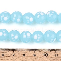 手作りランプワークビーズ連売り  爪付き丸型  空色  11.5~12.5mm  穴：1~1.4mm  約45個/連  19.69インチ（50cm）&nbsp;LAMP-N028-21F
