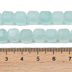 天然石ホワイトジェイドビーズ連売り  ファセットテーブルカットキューブビーズ  染め  シアン  7.5~8x8x8mm  穴：1mm  約37個/連  11.81''（30センチメートル）&nbsp;G-D343-A01-07