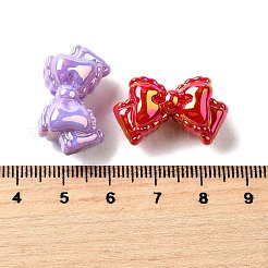 UVメッキ不透明アクリルビーズ  虹色の  蝶結び  ミックスカラー  15x25x12mm  穴：2.5mm&nbsp;X-MACR-F083-07