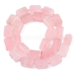 天然石ローズクォーツビーズ連売り  長方形  シードビーズで  13~15x9~10x9~10mm  穴：1mm  約24~25個/連  15.75''（40センチメートル）&nbsp;G-C270-G01