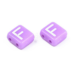 オペークアクリル連バー  タイル弾性ブレスレット作り用  ランダムな文字の長方形  ミディアム蘭  8x9x4.5mm  穴：1.5mm  約1900個/500g&nbsp;MACR-T038-09G
