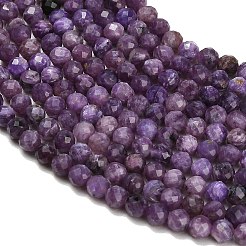 天然石チャロアイトビーズ連売り  多面カット  ラウンド  4~4.5mm  穴：0.6mm  約91~92個/連  15.08''~15.43''（38.3~39.2センチメートル）&nbsp;GG-CBA77FB-B02-4mm