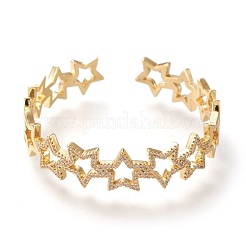 Brass Micro Pave Clear Cubic Zirconia Cuff Bangles&nbsp;BJEW-F411-04G