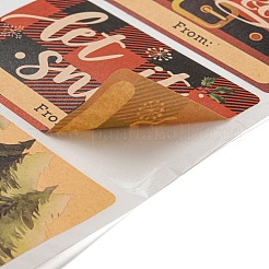 クリスマステーマの漫画紙ステッカー  粘着式装飾ステッカー デカール  長方形  gnome  75x50mm  250PCS /ロール&nbsp;STIC-P013-06C