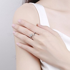 Rotatable Cat Eye Open Ring with Cubic Zirconia&nbsp;RJEW-Q776-01G-01