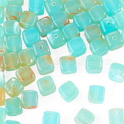 60個透明アクリルビーズ  キューブ  ダークオリーブグリーン  6x6x6.5mm  穴：1.5mm&nbsp;OACR-TA0004-88F