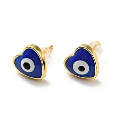 Heart with Evil Eye Enamel Stud Earrings&nbsp;EJEW-G282-06G