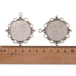 チベット風合金カボションセッティングペンダント  カドミウムフリー＆鉛フリー  フラットラウンド  アンティークシルバー  トレイ：30mm  48x43x3mm  穴：3mm&nbsp;X-TIBEP-N003-55AS