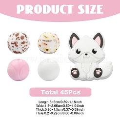 45Pcs 5 Styles Silicone Beads&nbsp;SIL-YW0002-69